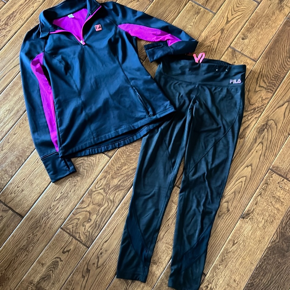 Fila sport running jacket and tights size small